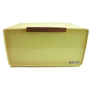 Vintage Pale Yellow Bread Box Design Retro Kitchen Storage Kitchenware